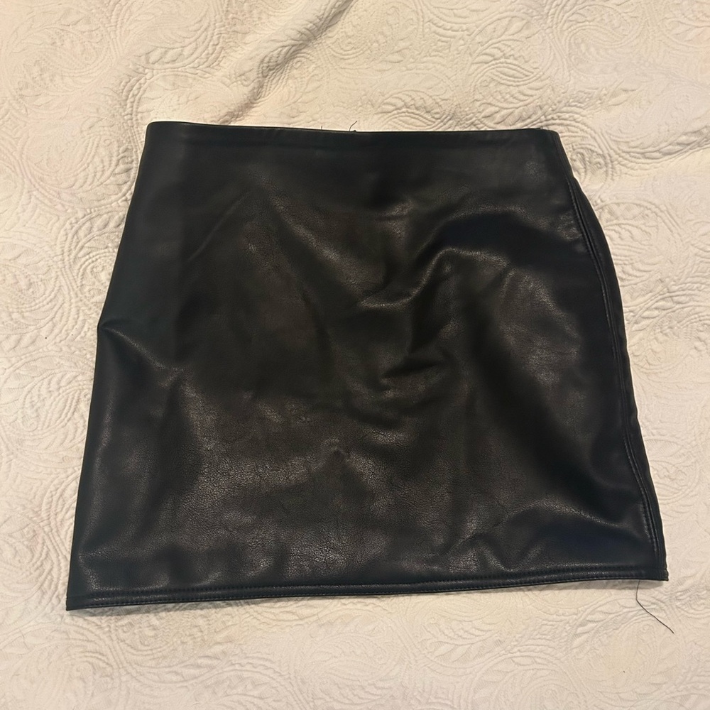 Black Faux Leather Mini Skirt H&M
